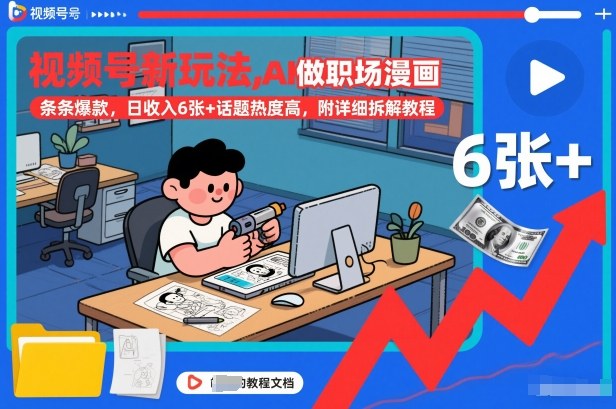视频号新玩法，AI做职场漫画，条条爆款，日收入6张+话题热度高，附详细拆解教程-大表哥网创