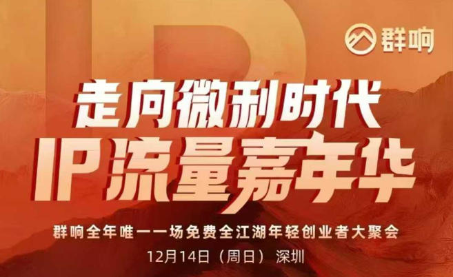 2025ip嘉年华万人12月14深圳线下课，走向微利时代，IP流量嘉年华，实操性极强的商业干货课-大表哥网创