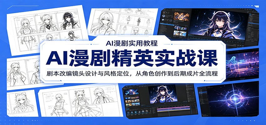 AI漫剧精英实战课：剧本改编镜头设计与风格定位，从角色创作到后期成片全流程-大表哥网创