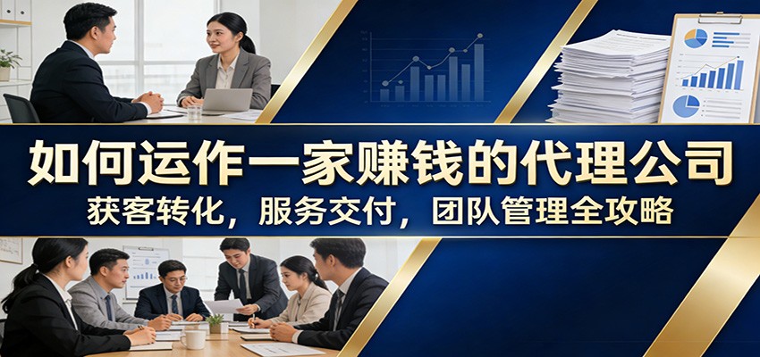 如何运作一家赚钱的代理公司：获客转化，服务交付，团队管理全攻略-大表哥网创