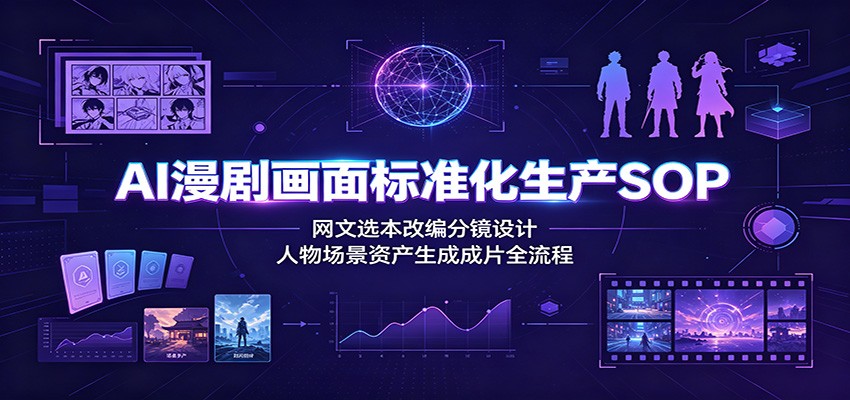 AI漫剧画面标准化生产SOP：网文选本改编分镜设计，人物场景资产生成成片全流程-大表哥网创