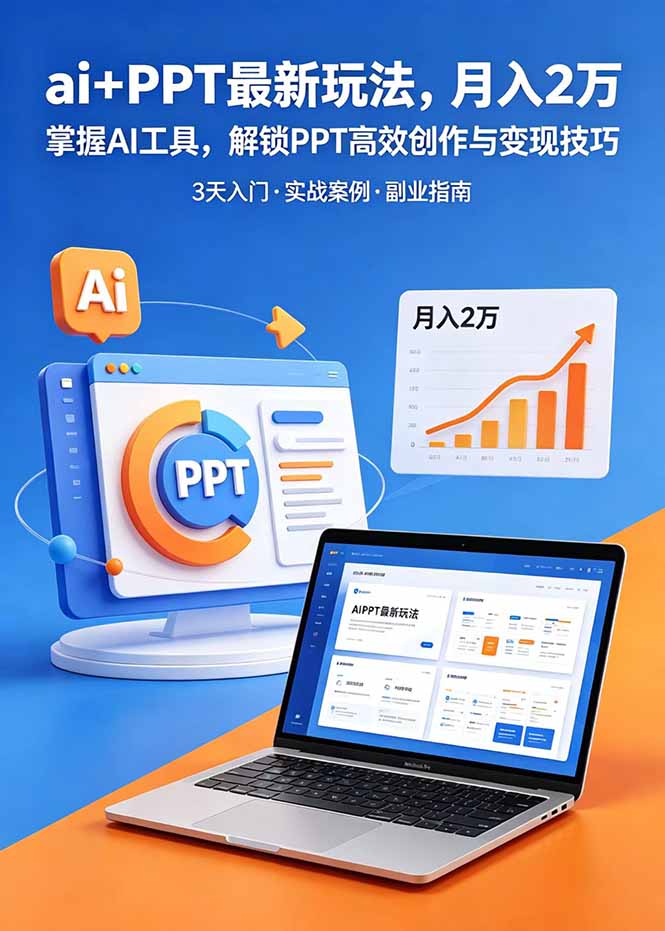 ai+PPT最新玩法，月入2万掌握AI工具，解锁PPT高效创作与变现技巧3天入门，实战案例·副业指南-大表哥网创