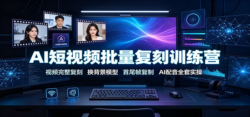 AI短视频批量复刻训练营：视频完整复刻，换背景模型、首尾帧复制、AI配音全套实操-大表哥网创