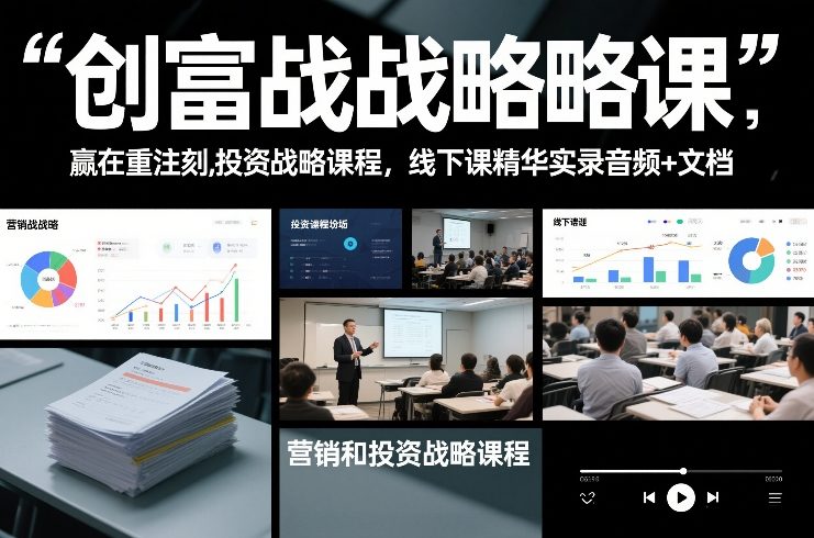 创富战略课，赢在重注时刻，营销和投资战略课程，线下课精华实录音频+文档-大表哥网创