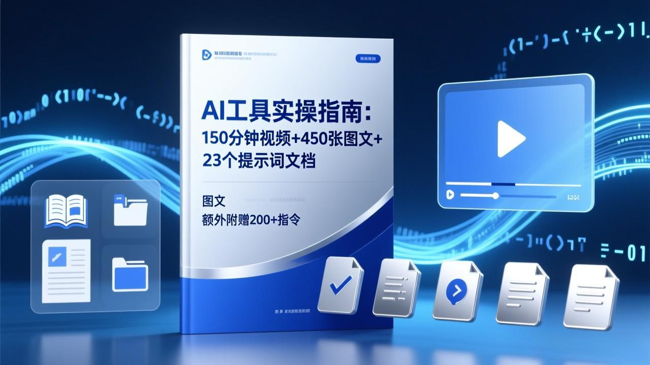 AI工具实操指南：150分钟视频+450张图文+23个提示词文档，额外附赠200+指令-大表哥网创