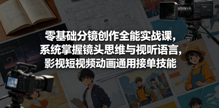 零基础分镜创作全能实战课，系统掌握镜头思维与视听语言，影视短视频动画通用接单技能-大表哥网创