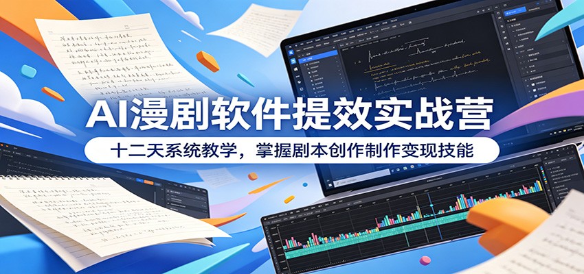 AI漫剧软件提效实战营：十二天系统教学，掌握剧本创作制作变现技能-大表哥网创