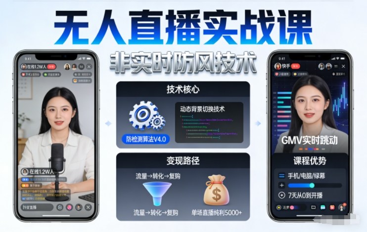 宝子哥无人直播实战课，非实时防风技术，聚焦抖音快手等平台直播带货，轻松开启直播变现之路(更新2026年5月29日)-大表哥网创