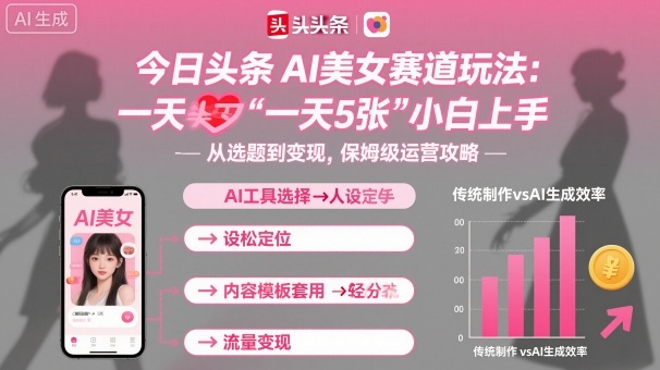 今日头条AI美女赛道玩法，一天轻松5张，小白轻松上手-大表哥网创
