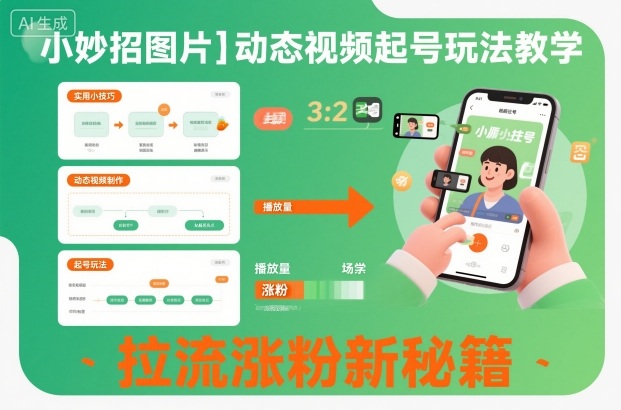 小妙招图片＋动态视频起号玩法教学，拉流涨粉新秘籍-大表哥网创