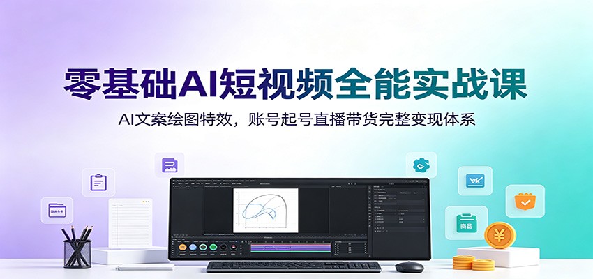零基础AI短视频全能实战课：AI文案绘图特效，账号起号直播带货完整变现体系-大表哥网创
