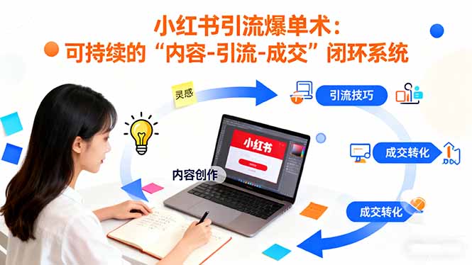 小红书引流爆单术：构建一套低成本 可持续的“内容-引流-成交”闭环系统-大表哥网创