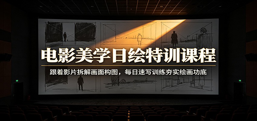 电影美学日绘特训课程：跟着影片拆解画面构图，每日速写训练夯实绘画功底-大表哥网创