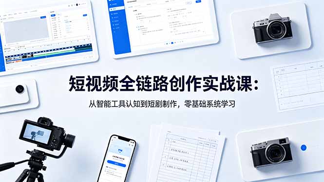 短视频全链路创作实战课：从智能工具认知到短剧制作，零基础系统学习-大表哥网创