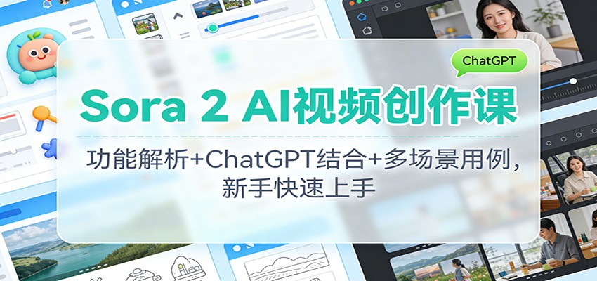 Sora 2 AI视频创作课：功能解析+ChatGPT结合+多场景用例，新手快速上手-大表哥网创