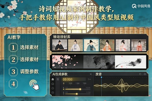 古诗词短视频案例制作教学，手把手教你用AI制作中国风类型短视频-大表哥网创