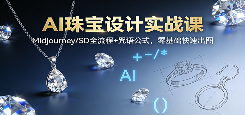 AI珠宝设计实战课：Midjourney/SD全流程+咒语公式，零基础快速出图-大表哥网创