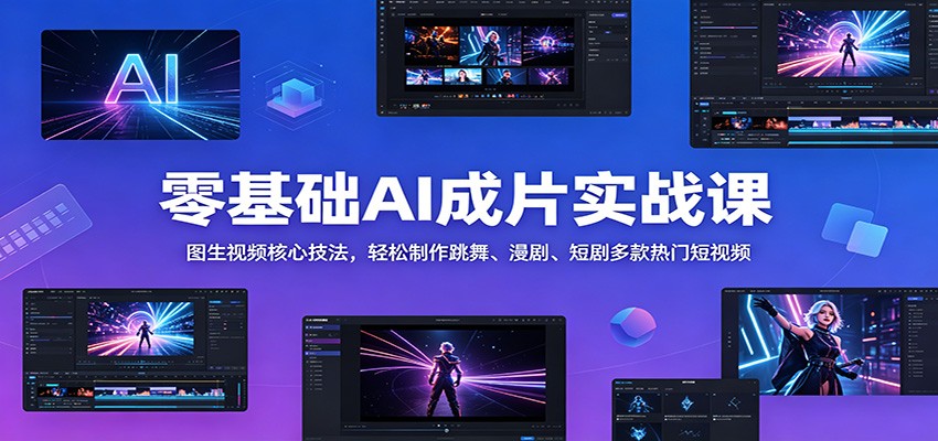 零基础AI成片实战课：图生视频核心技法，轻松制作跳舞、漫剧、短剧多款热门短视频-大表哥网创