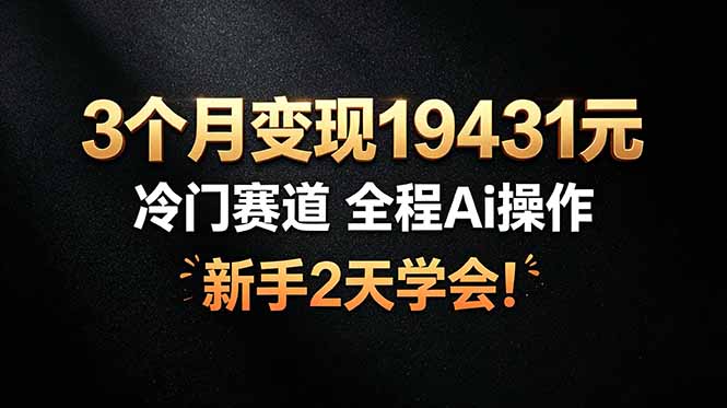 3个月变现19431元，冷门赛道 全程Ai操作，新手2天学会！-大表哥网创