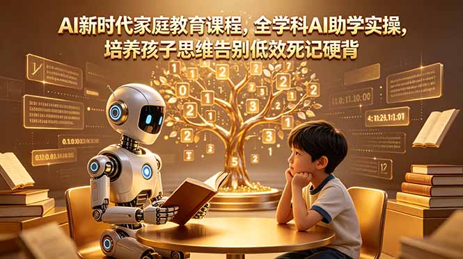 AI新时代家庭教育课程，全学科AI助学实操，培养孩子思维告别低效死记硬背-大表哥网创