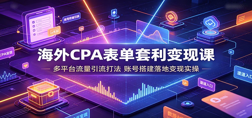 海外CPA表单套利变现课：多平台流量引流打法，账号搭建落地变现实操-大表哥网创