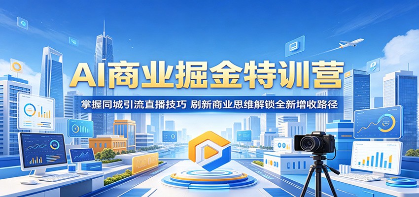 AI商业掘金特训营：掌握同城引流直播技巧，刷新商业思维解锁全新增收路径-大表哥网创