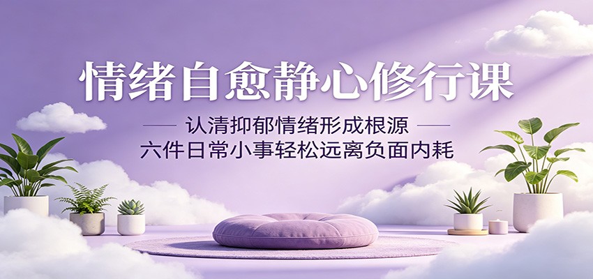 情绪自愈静心修行课：认清抑郁情绪形成根源，六件日常小事轻松远离负面内耗-大表哥网创
