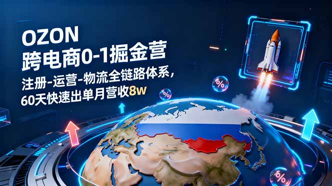 OZON跨境电商0-1掘金营：注册-运营-物流全链路体系，60天快速出单月营收8w-大表哥网创