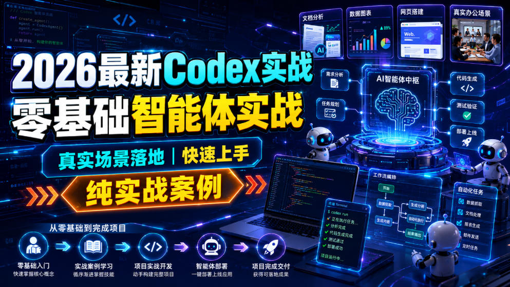 2026最新Codex实战零基础智能体实战，真实场景落地，快速上手，纯实战案例-大表哥网创
