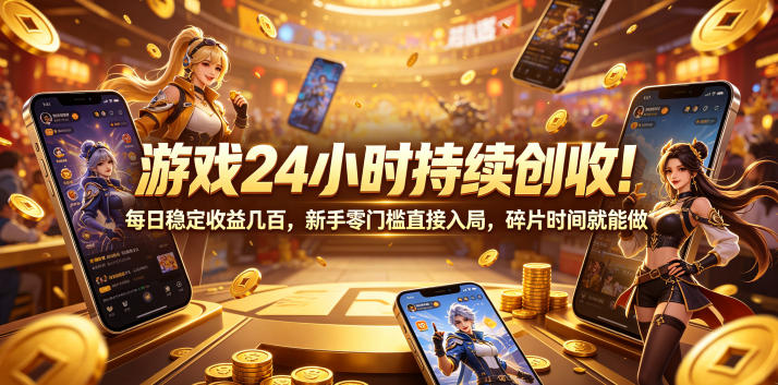 游戏24小时持续创收！每日稳定收益几百，新手零门槛直接入局，碎片时间就能做【揭秘】-大表哥网创