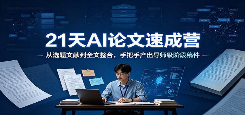 21天AI论文速成营：从选题文献到全文整合，手把手产出导师级阶段稿件-大表哥网创