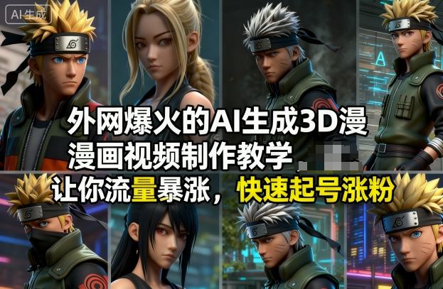 外网爆火的AI生成3D漫画视频制作教学，让你流量暴涨，快速起号涨粉！-大表哥网创