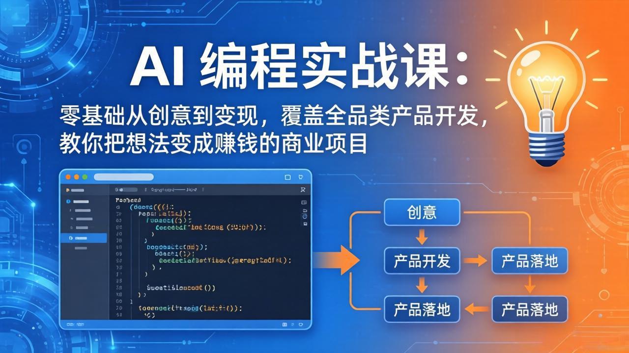 AI编程实战课-第三期-6月更新：零基础从创意到变现，覆盖全品类产品开发，把想法变成赚钱项目-大表哥网创