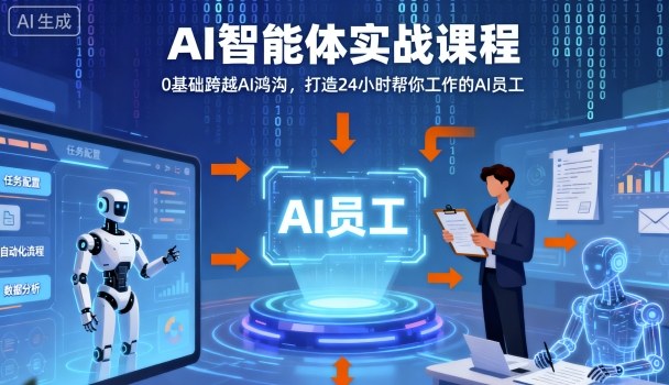Ai智能体实战课程，0基础跨越Ai鸿沟，打造24小时帮你工作的Ai员工，打破常规，以实战定义Ai-大表哥网创