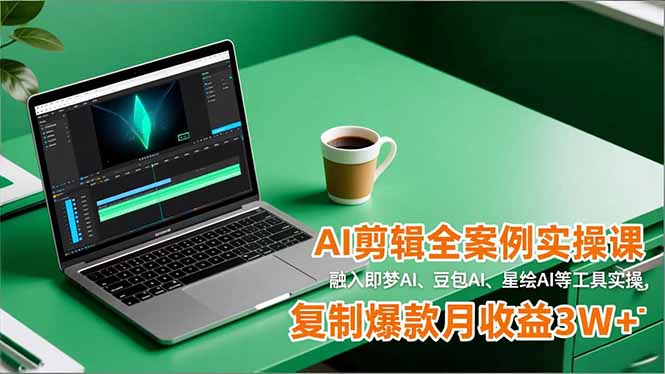 AI剪辑全案例实操课，融入即梦AI、豆包AI、星绘AI等工具实操，复制爆款月收益3W+-大表哥网创