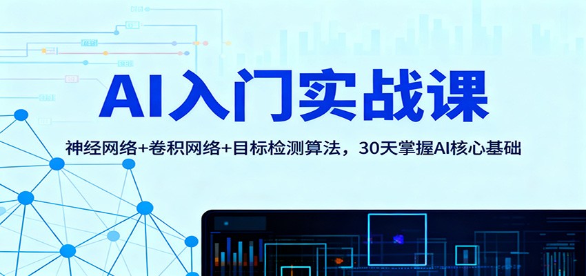 AI入门实战课：神经网络+卷积网络+目标检测算法，30天掌握AI核心基础-大表哥网创