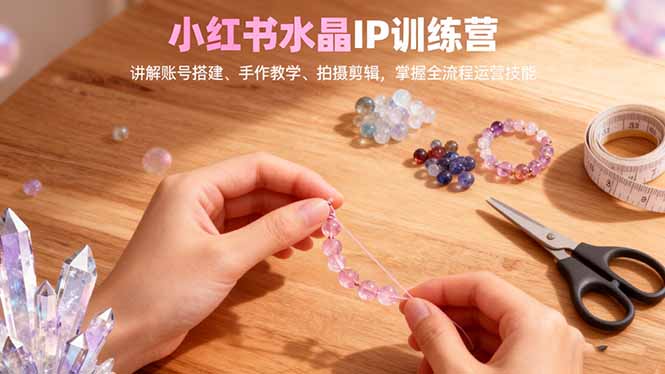 小红书水晶IP训练营，讲解账号搭建、手作教学、拍摄剪辑，全流程运营技能-大表哥网创