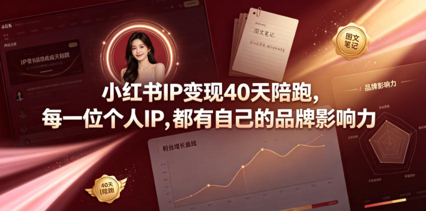 小红书IP变现40天陪跑，每一位个人IP，都有自己的品牌影响力-大表哥网创