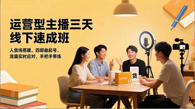 运营型主播三天线下班，人货场搭建,四部曲起号,流量实时应对，手把手带练-大表哥网创