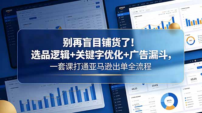 别再盲目铺货了！选品逻辑+关键字优化+广告漏斗，一套课打通亚马逊出单全流程-大表哥网创