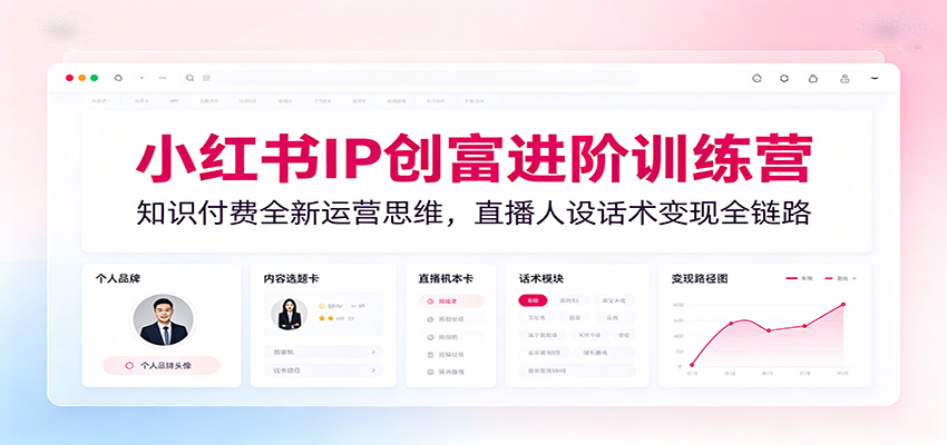 小红书IP创富进阶训练营：知识付费全新运营思维，直播人设话术变现全链路-大表哥网创