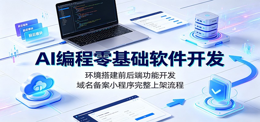 AI编程零基础软件开发：环境搭建前后端功能开发，域名备案小程序完整上架流程-大表哥网创