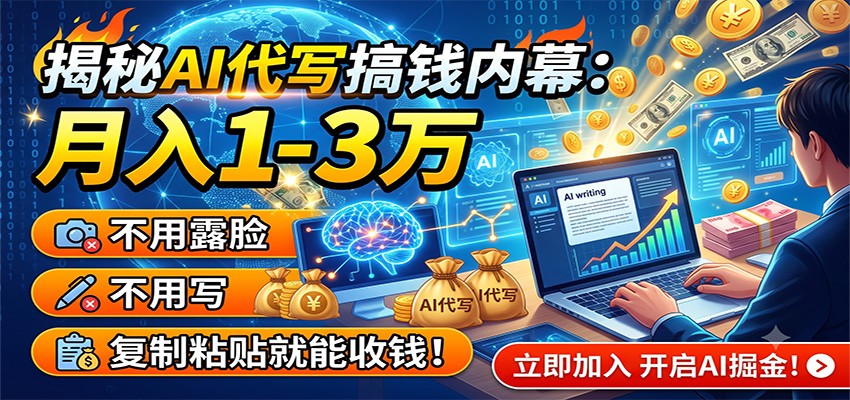 揭秘AI代写搞钱内幕：月入1-3万，不用露脸不用写，复制粘贴就能收钱！-大表哥网创