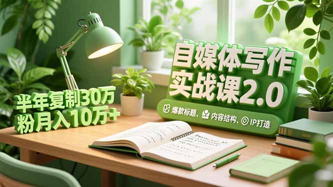 自媒体写作实战课2.0，爆款标题、内容结构、IP打造，半年复制30万粉月入10万+-大表哥网创
