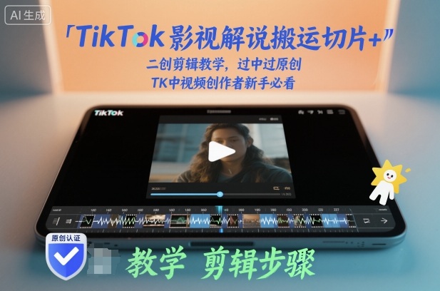 TikTok影视解说搬运切片+二创剪辑教学，过中过原创，TK中视频创作者新手必看-大表哥网创