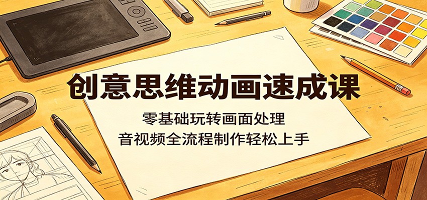 创意思维动画速成课：零基础玩转画面处理，音视频全流程制作轻松上手-大表哥网创
