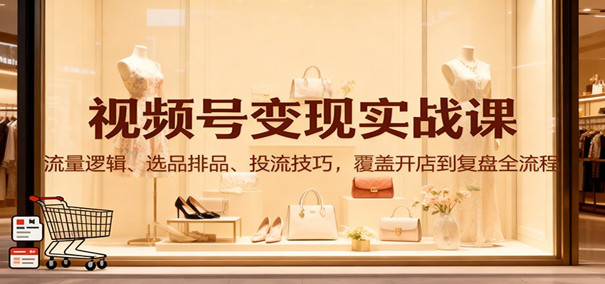 视频号变现实战课：流量逻辑、选品排品、投流技巧，覆盖开店到复盘全流程-大表哥网创