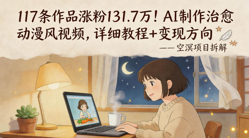117条作品涨粉131.7W!AI制作治愈动漫风视频,详细教程+变现方向-大表哥网创