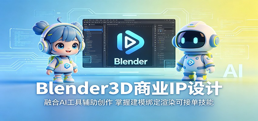 Blender3D商业IP设计：融合AI工具辅助创作，掌握建模绑定渲染可接单技能-大表哥网创