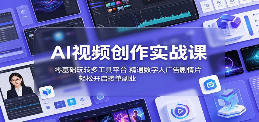 AI视频创作实战课：零基础玩转多工具平台，精通数字人广告、剧情片，轻松开启接单副业-大表哥网创